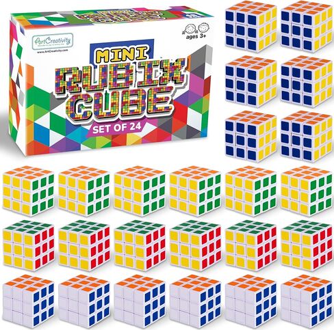 48 Pack Mini Rubix Cube Set - Bulk Rubix Cubes - Ultra Portable Fidget Cubes for Kids and Adults - 3D Puzzle for Fidgeting, Stress Relief, and Learning - Mini Puzzle Party Favors in Saudi Arabia