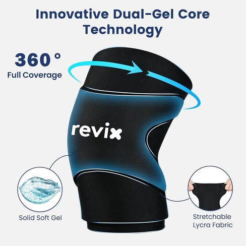 REVIX 3D Knee Ice Pack Wrap, Flexible Ice Compression Knee Sleeve with Innovative Dual-layer Gel, Reusable ice sleeve for knee, Cold Therapy for Knee, Elbow & Calf (M) in Saudi Arabia