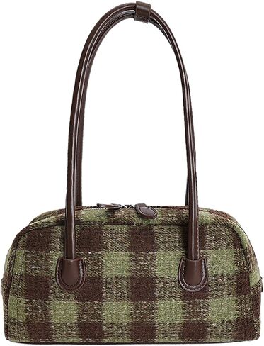 Vintage Shoulder Bag Elegant Christmas Plaid Bag Top-Handle Designer Handbag Underarm Purse Boston Bag in Saudi Arabia