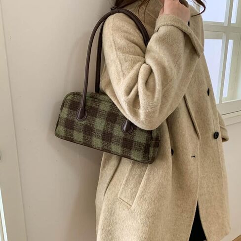 Vintage Shoulder Bag Elegant Christmas Plaid Bag Top-Handle Designer Handbag Underarm Purse Boston Bag in Saudi Arabia