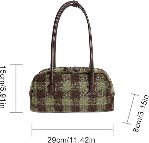 Vintage Shoulder Bag Elegant Christmas Plaid Bag Top-Handle Designer Handbag Underarm Purse Boston Bag in Saudi Arabia