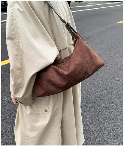 Fall Purse Suede Crossbody Shoulder Bags Brown Suede Purse Trendy Slouchy Faux Tote Bag for Women in Saudi Arabia