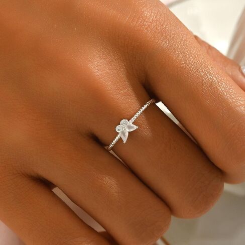 925 Sterling Silver Cute Butterfly Rings for Women Dainty Cubic Zirconia Promise Rings Boho Twisted Stackable Statement Ring Trendy Band Jewelry to Daughter Mom Birthday Valentine's Day Jewelry Gifts in Saudi Arabia