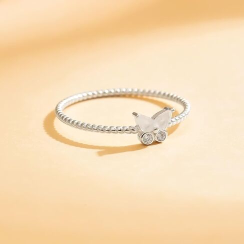 925 Sterling Silver Cute Butterfly Rings for Women Dainty Cubic Zirconia Promise Rings Boho Twisted Stackable Statement Ring Trendy Band Jewelry to Daughter Mom Birthday Valentine's Day Jewelry Gifts in Saudi Arabia