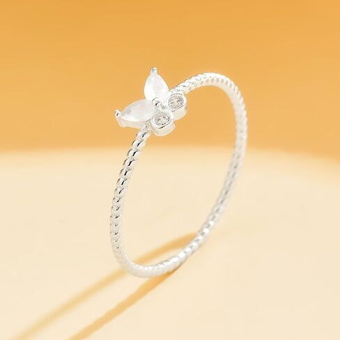 925 Sterling Silver Cute Butterfly Rings for Women Dainty Cubic Zirconia Promise Rings Boho Twisted Stackable Statement Ring Trendy Band Jewelry to Daughter Mom Birthday Valentine's Day Jewelry Gifts in Saudi Arabia