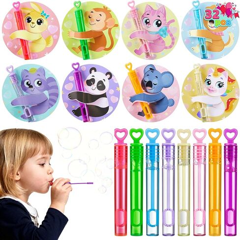 JOYIN 32 Pcs Valentines Day Gift Cards with Mini Bubble Maker Wands for Kids, Valentine Party Favor Toys, Valentine's Day Kids Classroom Exchange Prizes, Bubble Wands with Cards, Photo Prop Decor in Saudi Arabia