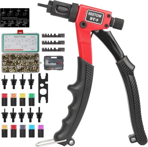 BEETOW 15-Mandrels, Nut Riveter Kit, 16 inches Rivet Nut Gun with 15 Metric and SAE Mandrels, 200Pcs Nutserts, and Sturdy Carrying Case in Kuwait