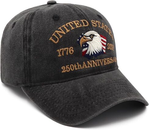 250th Anniversary USA Hat,1776-2026 Anniversary Printed Adjustable Retro Washed Baseball Caps for Men Women in Saudi Arabia
