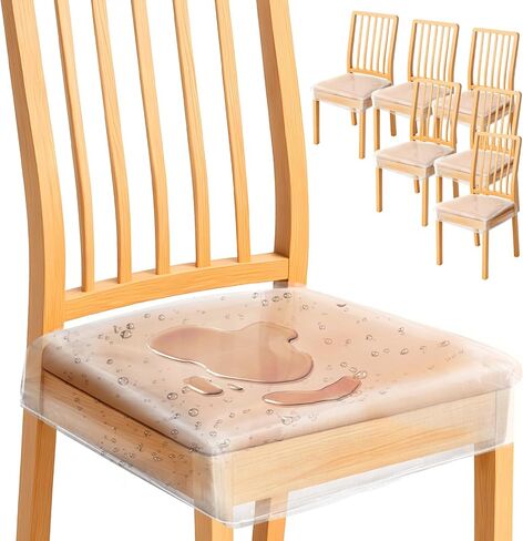 6 عبوات من أغطية الكراسي البلاستيكية، أغطية كراسي تناول الطعام البلاستيكية شديدة التحمل مقاومة للماء والخدش، أغطية مقاعد مع حزام حزام قابل للتعديل، 43.18 سم عمق × 45.72 سم عرض × 10.16 سم ارتفاع in Kuwait