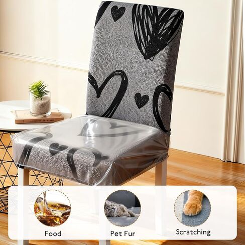 6 عبوات من أغطية الكراسي البلاستيكية، أغطية كراسي تناول الطعام البلاستيكية شديدة التحمل مقاومة للماء والخدش، أغطية مقاعد مع حزام حزام قابل للتعديل، 43.18 سم عمق × 45.72 سم عرض × 10.16 سم ارتفاع in Kuwait