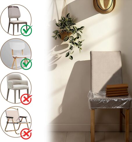 6 عبوات من أغطية الكراسي البلاستيكية، أغطية كراسي تناول الطعام البلاستيكية شديدة التحمل مقاومة للماء والخدش، أغطية مقاعد مع حزام حزام قابل للتعديل، 43.18 سم عمق × 45.72 سم عرض × 10.16 سم ارتفاع in Kuwait