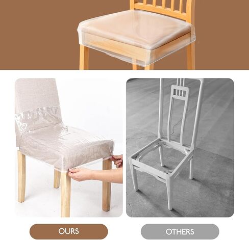 6 عبوات من أغطية الكراسي البلاستيكية، أغطية كراسي تناول الطعام البلاستيكية شديدة التحمل مقاومة للماء والخدش، أغطية مقاعد مع حزام حزام قابل للتعديل، 43.18 سم عمق × 45.72 سم عرض × 10.16 سم ارتفاع in Kuwait