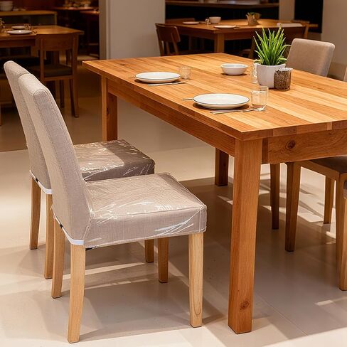 6 عبوات من أغطية الكراسي البلاستيكية، أغطية كراسي تناول الطعام البلاستيكية شديدة التحمل مقاومة للماء والخدش، أغطية مقاعد مع حزام حزام قابل للتعديل، 43.18 سم عمق × 45.72 سم عرض × 10.16 سم ارتفاع in Kuwait