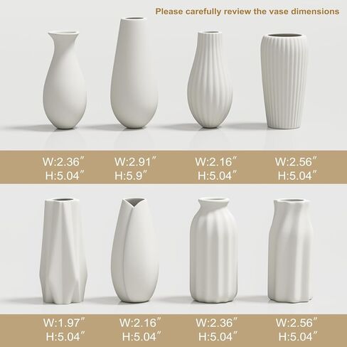 OERGKE White Ceramic Vase with Painting Kit Small vases for Flowers, Home Farmhouse Decor Modern Boho Vases for Living Room, Office, Dining Table, Bedroom, Kitchen Shelf(8packs) in Kuwait