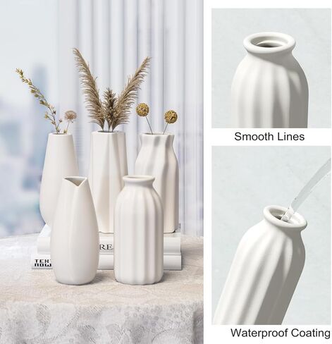 OERGKE White Ceramic Vase with Painting Kit Small vases for Flowers, Home Farmhouse Decor Modern Boho Vases for Living Room, Office, Dining Table, Bedroom, Kitchen Shelf(8packs) in Kuwait
