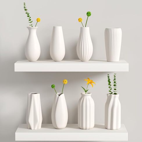 OERGKE White Ceramic Vase with Painting Kit Small vases for Flowers, Home Farmhouse Decor Modern Boho Vases for Living Room, Office, Dining Table, Bedroom, Kitchen Shelf(8packs) in Kuwait
