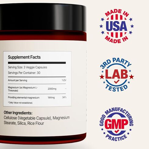 فوكس مغنيسيوم ل-ثريونات 2000 مجم | المغنيسيوم الدماغي للذاكرة والتركيز والنوم والقلق والدعم المعرفي | نباتي، غير معدّل وراثيًا، خالي من الغلوتين | تم اختبار نقائه من طرف ثالث | صنع في الولايات المتحدة الأمريكية | 90 عدد in Kuwait