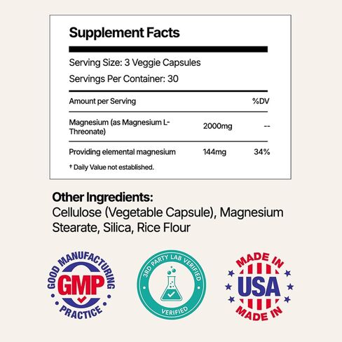 فوكس مغنيسيوم ل-ثريونات 2000 مجم | المغنيسيوم الدماغي للذاكرة والتركيز والنوم والقلق والدعم المعرفي | نباتي، غير معدّل وراثيًا، خالي من الغلوتين | تم اختبار نقائه من طرف ثالث | صنع في الولايات المتحدة الأمريكية | 90 عدد in Kuwait