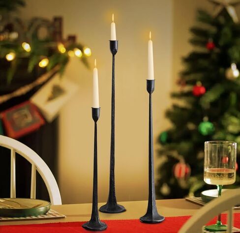 TIED RIBBONS Candlestick Holders | Iron, 3 Pcs | Mud Candle Stick Holders | Taper Candle Holders for Vintage Modern Decorative Centerpiece, Party Decorations, Fits 3/4 inch Thick Candles in Saudi Arabia