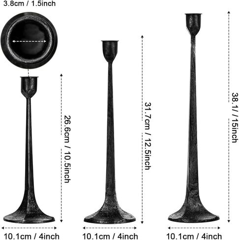 TIED RIBBONS Candlestick Holders | Iron, 3 Pcs | Mud Candle Stick Holders | Taper Candle Holders for Vintage Modern Decorative Centerpiece, Party Decorations, Fits 3/4 inch Thick Candles in Saudi Arabia