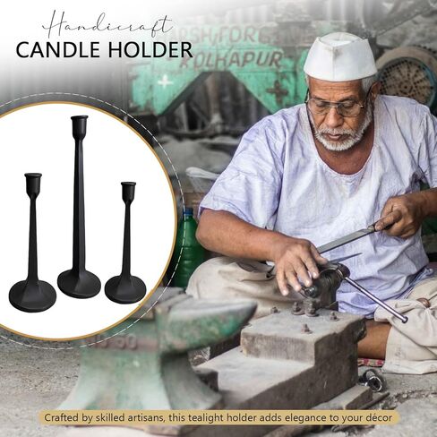 TIED RIBBONS Candlestick Holders | Iron, 3 Pcs | Mud Candle Stick Holders | Taper Candle Holders for Vintage Modern Decorative Centerpiece, Party Decorations, Fits 3/4 inch Thick Candles in Saudi Arabia