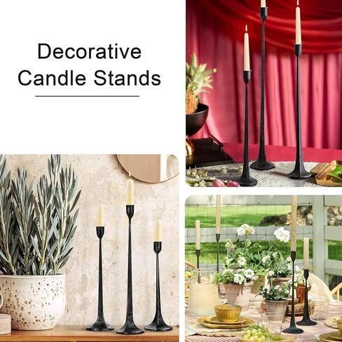 TIED RIBBONS Candlestick Holders | Iron, 3 Pcs | Mud Candle Stick Holders | Taper Candle Holders for Vintage Modern Decorative Centerpiece, Party Decorations, Fits 3/4 inch Thick Candles in Saudi Arabia
