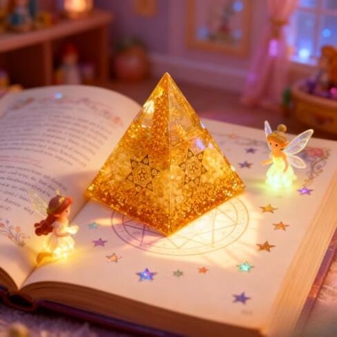 Artistic Epoxy Resin Pyramid, Crystal Embedded Home Decoration Piece in Saudi Arabia
