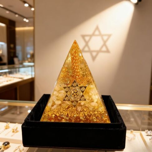 Artistic Epoxy Resin Pyramid, Crystal Embedded Home Decoration Piece in Saudi Arabia