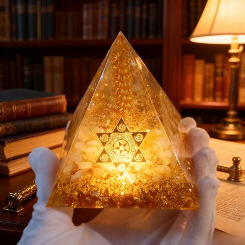 Artistic Epoxy Resin Pyramid, Crystal Embedded Home Decoration Piece in Saudi Arabia