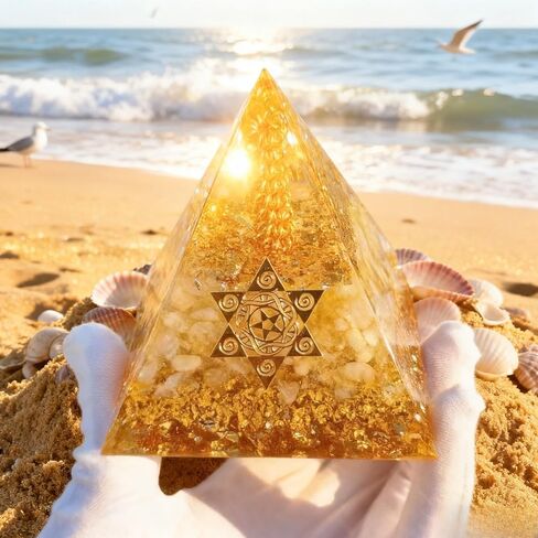 Artistic Epoxy Resin Pyramid, Crystal Embedded Home Decoration Piece in Saudi Arabia