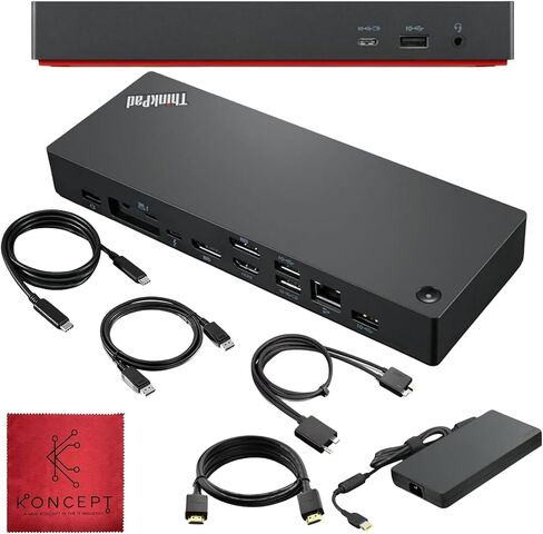 Lenovo 40B00135US ThinkPad Docking Station Thunderbolt 4 Dock - 1 سنة ضمان - محطة الالتحام Lenovo مع شحن 135W AC ، HDMI ، DisplayPort & USB -C إلى C Cables in Kuwait