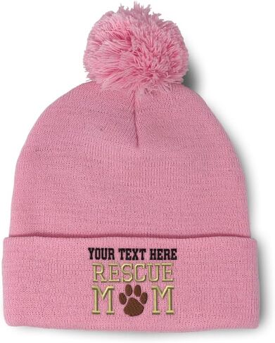 Pom Pom Beanies for Women Rescue Mom Dogs Cats Mother Skull Cap Winter Hats for Men Acrylic One Size in Saudi Arabia