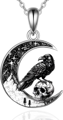 Black Cat/Mama Bear/Bat/Spider/Pumpkin/Wolf/Sun and Moon/Turtle/Raven Pendant Necklace for Women 925 Sterling Silver Crescent Moon Necklace Mother's Day Christmas Gothic Jewelry Gifts for Her in Saudi Arabia