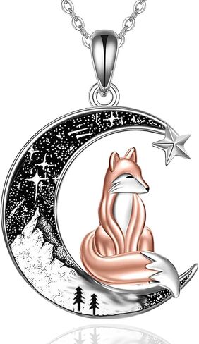 Black Cat/Mama Bear/Bat/Spider/Pumpkin/Wolf/Sun and Moon/Turtle/Raven Pendant Necklace for Women 925 Sterling Silver Crescent Moon Necklace Mother's Day Christmas Gothic Jewelry Gifts for Her in Saudi Arabia