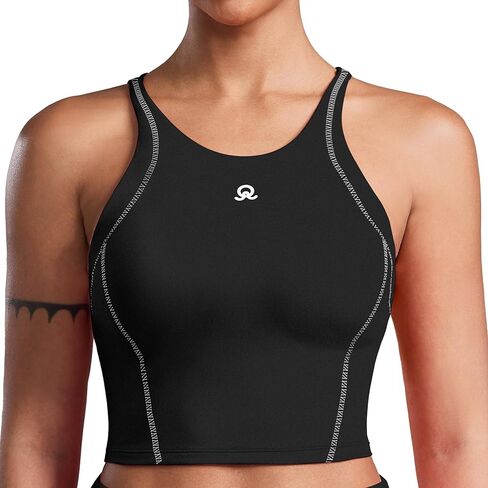 Workout Tank Tops with Built in Bras Longline Sports Bra with Removable Pads Gym Sports Bra for Women XS-XXL in Saudi Arabia