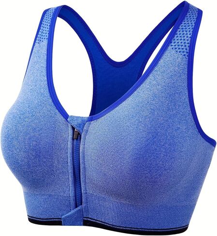 3 Pack Plus Size Sports Bras Set, Women's Plus Front Zipper Padded Soft Comfort Running Yoga Bras 3pcs Set in Saudi Arabia
