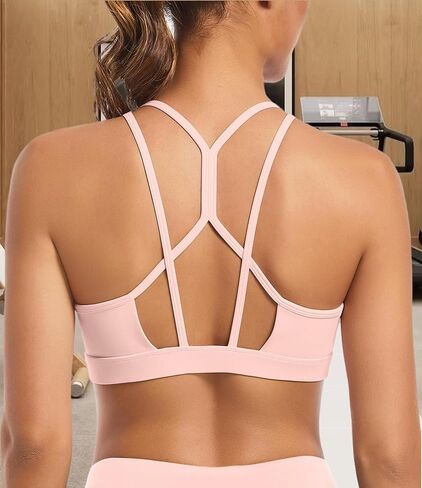 Sports Bra for Women, Scoop Neck Crisscross Back Padded Low Impact Bras Tops for Workout Yoga Gym in Saudi Arabia