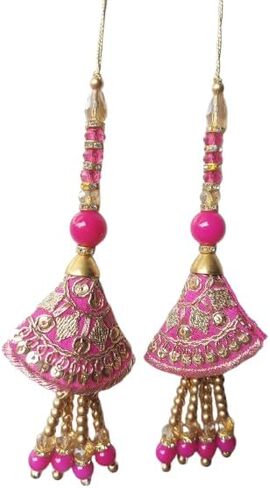 Beaded Blouse Tassels Salwar Kameez Saree Latkans Accessory Craft Sewing 1 Pair (Yellow) in Saudi Arabia