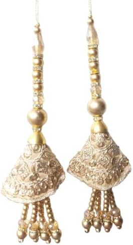 Beaded Blouse Tassels Salwar Kameez Saree Latkans Accessory Craft Sewing 1 Pair (Yellow) in Saudi Arabia
