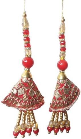 Beaded Blouse Tassels Salwar Kameez Saree Latkans Accessory Craft Sewing 1 Pair (Yellow) in Saudi Arabia