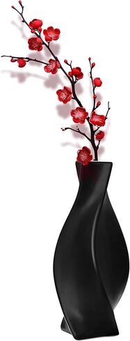 Black Ceramic Vase with Matte Finish – Stylish Watertight Decorative Vase for Fresh or Dried Flowers, Ideal for Home Décor, Table Centerpieces, Weddings, Dining Room, Living Room, or Office in Saudi Arabia