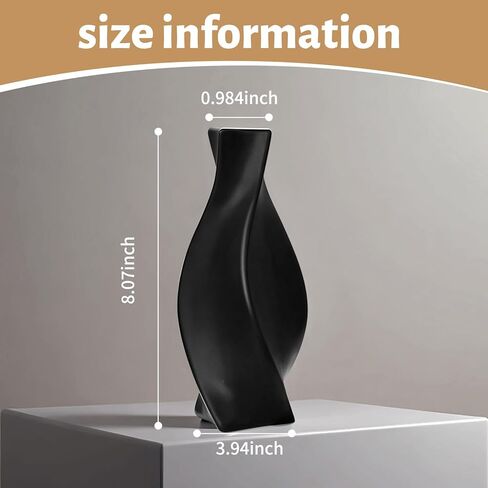 Black Ceramic Vase with Matte Finish – Stylish Watertight Decorative Vase for Fresh or Dried Flowers, Ideal for Home Décor, Table Centerpieces, Weddings, Dining Room, Living Room, or Office in Saudi Arabia