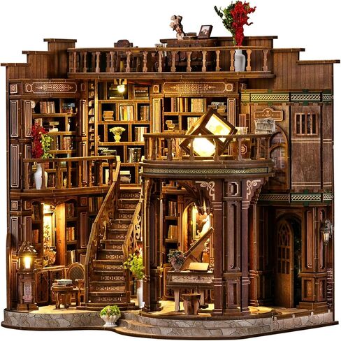 Lannso DIY Dollhouse Miniature Kit, Doll House Kit with Dust Proof Cover, Magic Wand Shop, Mini Handmade Wooden Dollhouse Toys for Adult Gift(F32) in Saudi Arabia