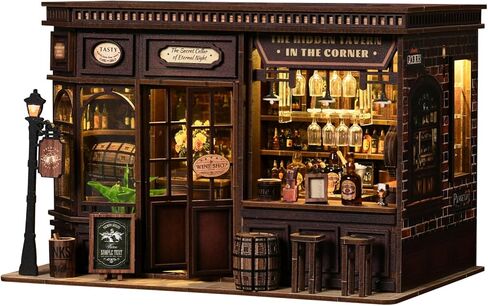 Lannso DIY Dollhouse Miniature Kit, Doll House Kit with Dust Proof Cover, Magic Wand Shop, Mini Handmade Wooden Dollhouse Toys for Adult Gift(F32) in Saudi Arabia