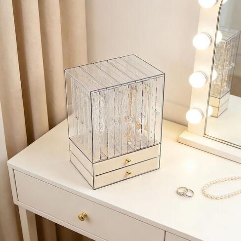 Greenfeather Jewelry Organizer with 7 Removable Drawers, Clear Acrylic Jewelry Box with 40 Necklace Hooks, 120 Pairs of Earring Holes, 2 Velvet-Lined Drawers for Rings, Necklaces, Earrings in Saudi Arabia
