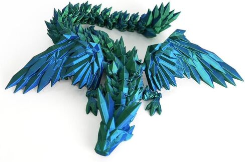 8.6 Inch 3D Printed Green Dragon with Wings Collectible Figurine for Home Office Executive Desk Decor in Saudi Arabia