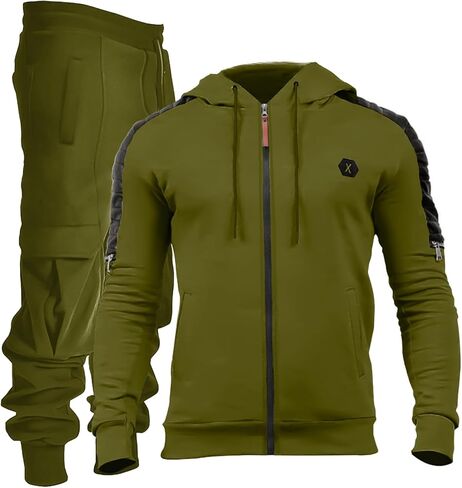 Men's Tracksuit 2 Piece Hoodie Athletic Jogging Sweatsuits for Men Casual Sports Long Sleeve Zip Up Suit Set in Kuwait