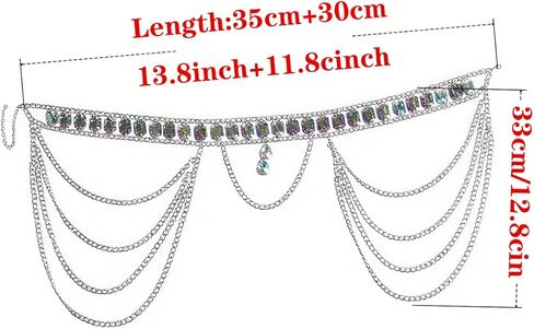 Bohemian Sexy Layered Crystal Waist Chain Bikini Tassel Chain- Sparkling Festival Body Jewelry for Women in Saudi Arabia