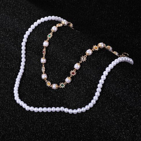Fashion Layered Pants Wallet Chains Exquisite Rhinestone Flower Pearl Wallet Chains Hip Hop Accessories Punk Jeans Chain with Lobster Clasps Unisex Biker Style in Saudi Arabia