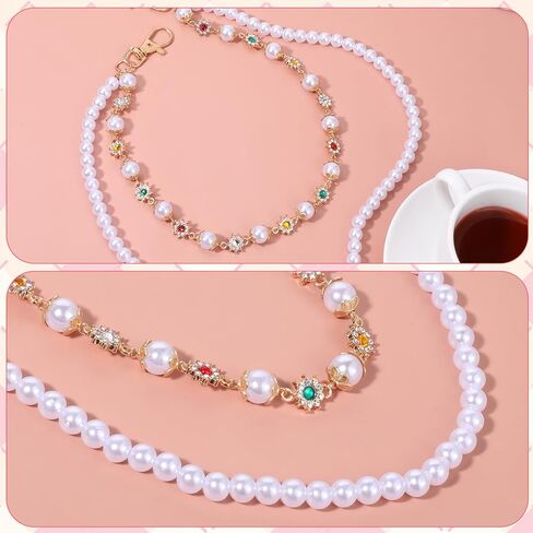 Fashion Layered Pants Wallet Chains Exquisite Rhinestone Flower Pearl Wallet Chains Hip Hop Accessories Punk Jeans Chain with Lobster Clasps Unisex Biker Style in Saudi Arabia